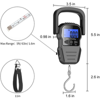 Balance numérique de bagages J&R Professional 110 lb haute précision avec écran LCD, lecture rapide, pour la pêche en extérieur et les voyages aériens, avec mètre ruban