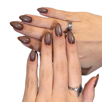 Faux ongles en gel à presser, forme amande, brillants, réutilisables, vente en gros, personnalisables OEM