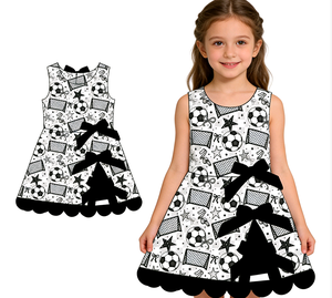Vestido Deportivo Personalizado de Verano con Estampado de Estrella de Fútbol para Niñas, con Lazos, Shorts, Forro, para Yoga, Casual, Estilo A-Line, Vestido para Hermanas - Product Image 1
