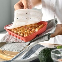 Moule à hot-dogs en silicone antiadhésif sans BPA, moule à saucisses en silicone à 6 cavités, plateau à glace et chocolat fait maison avec couvercle – Offre Spéciale