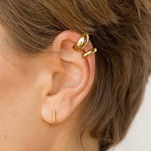 IG stile semplice in acciaio inox 18K oro piatto bracciale orecchini gioielli al naso quotidiana anello orecchio polsino per le donne