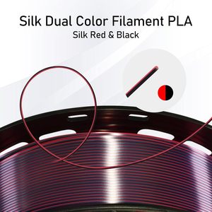 วัสดุพิมพ์ 3 มิติ PLA ไหมสีแดงดำเงา ขนาด 1.75 มม. แบบสองสี น้ำหนัก 1 กก. รุ่นใหม่ รองรับการพิมพ์แท่งพลาสติก 3 มิติ - Product Image 6