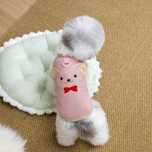 Vêtements pour chiens : Nouvelle collection printemps-été, gilet fin et mignon à motif gaufré visage d'ours, style occidental, pour Bichon Frisé et Yorkshire Terrier - Product Image 4