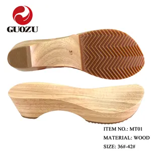 Sandalias de tacón de cuña para mujer, suela de madera sólida, antideslizante