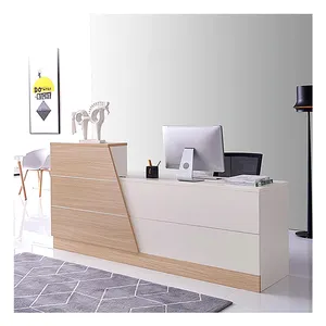 Mostrador de melamina blanca, mesa de recepción, muebles de oficina