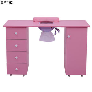 काले गुलाबी सफेद नाखून ड्रायर पॉलिश स्पा स्टेशन 4 दराज 1 बड़ा कैबिनेट 8 पहियों मैनीक्योर नाखून टेबल - Product Image 5