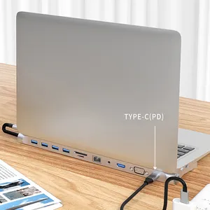 11 in 1 Typ c Hub-Erweiterungs dock Laptop-Docking station Typ C zu HDTV VGA USB3.0 SD RJ45 PD 3,5-mm-Audio-USB-C-Dockingstation