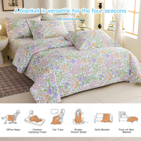 Ensemble de couette en microfibre HONI 80 g/m², taille Queen, literie douce avec motif floral réversible de poids moyen, décoration de chambre, essentiels pour dortoir universitaire