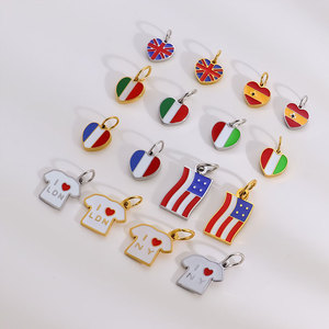 Dijes Personalizados de Lujo con Bandera Nacional, Chapados en Oro PVD de 14k y 18k, Resistentes al Agua, de Acero Inoxidable 316L, para la Fabricación de Pulseras y Collares - Product Image 2