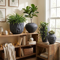 Vase de sol en fer imitation céramique minimaliste Wabi-Sabi pour la décoration de la maison, pot de fleurs texturé en pierre volcanique pour jardin extérieur