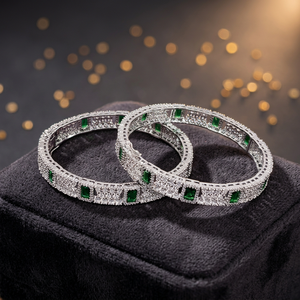 Cz Classic Fashion - Juego de 2 Brazaletes de Cristal con Pedrería para Mujer, Chapado en Rodio, Sin Níquel ni Plomo, Precio Razonable para Aniversario - Product Image 3