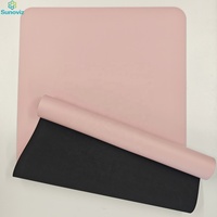 Tapis de yoga en caoutchouc naturel PU rose imprimé sur mesure, tapis d'exercice antidérapant pour Pilates, fitness, entraînement, salle de sport à domicile, vente en gros
