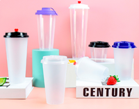 Gobelets jetables en plastique PP givré 1000 ml avec logo et couleur personnalisés pour thé/boba/café/jus