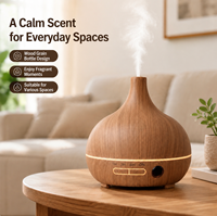Diffuseur d'arômes et humidificateur Faner à effet bois, grande capacité, modèle de bureau, brume fine, 36 dB de bruit, fonction minuterie, cadeau idéal pour chambre à coucher