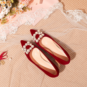 Premium Sexy Red Mary Jane <span class=keywords><strong>Zapatos</strong></span> individuales <span class=keywords><strong>Zapatos</strong></span> de novia Luz de lujo Perla <span class=keywords><strong>Tacón</strong></span> <span class=keywords><strong>medio</strong></span> Tallas grandes <span class=keywords><strong>Zapatos</strong></span> de <span class=keywords><strong>tacón</strong></span> alto - Product Image 5