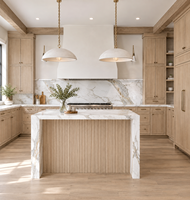 Ensemble d'armoires de cuisine modulaires en chêne blanc de style Shaker moderne de luxe Apex avec îlot, rangement complet, écologique, ignifuge