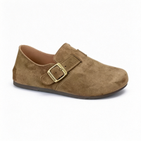 Maßgefertigte Damen-Slipper aus Wildleder mit Schnalle, Größe 35-41, Retro-Flachschuhe für Casual-Walking