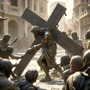 Iglesia Católica Cristiana Estatua de Bronce Décima Estación Tamaño Real Ropa de Jesús Tomada Famoso Jesús 14 Estación Escultura de Latón - Product Image 6