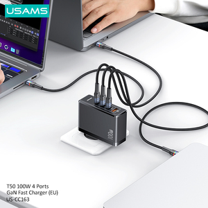 Usams cc163 mới xách tay điện thoại di động sạc 4 USB C PD cổng nhanh Loại-C Sạc 100W gan Sạc Adapter - Product Image 4