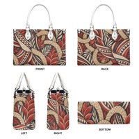 Sac à main léger en PU pour femme, motif floral tropical Puletasi Teuila, avec poignée supérieure, noir et blanc, tailles S M L