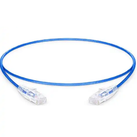Kabel Patch RJ45 UTP Cat6 Slim dengan Panjang yang Dapat Disesuaikan 0.5m/1m/2m/5m, Jaket PVC LSZH, 28AWG, 8 Konduktor, Konduktor Tembaga Telanjang