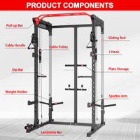 Máquina Smith con cable para gimnasio en casa, equipo multifuncional para sentadillas, rack de potencia con accesorio Landmine