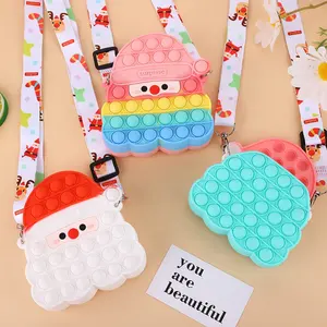 New creative Santa Claus toy bag creative new children adult decompression bubble silicone messenger bag