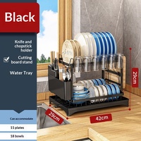 Égouttoir à vaisselle double niveau multifonction en métal pour cuisine, support de rangement pour bols et couverts, à poser sur comptoir