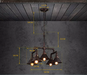 Patina di rame Industriale 5 Luce <span class=keywords><strong>Lampadario</strong></span> <span class=keywords><strong>in</strong></span> Cono Ombra Tubo di <span class=keywords><strong>Ferro</strong></span> <span class=keywords><strong>Battuto</strong></span> Appeso Pendente di Illuminazione Verso Il Basso - Product Image 6