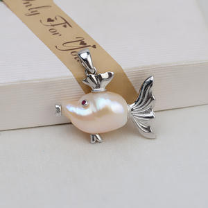 Pendentif en argent 925 fait main, forme baroque, grand poisson à queue, perle de forme spéciale, collier, composants de bijoux DIY pour femmes, vide - Product Image 4