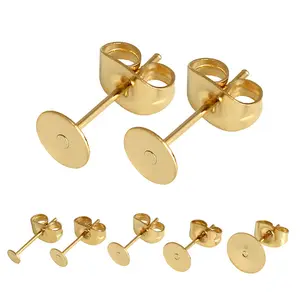 Cross-border sources do not need to cut ear pins ear plugs at the bottom of earrings diy accessories and flat-bottomed ear pins