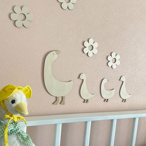 Autocollant mural en bois en forme de canard de dessin animé, motif floral rustique innovant, petit animal en bois, idéal pour le bricolage et la peinture - Product Image 2