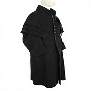 Manteau gothique pour homme, style capuchon médiéval, avec épaulettes superposées, vintage, pour Halloween, cosplay et costumes de scène - Product Image 3