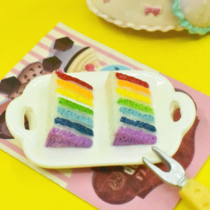 Vente chaude arc-en-ciel gâteau résine Cabochon gâteau sucré pour maison de poupée Miniature nourriture bricolage boucle d'oreille pendentif coque de téléphone embellissement - Product Image 5