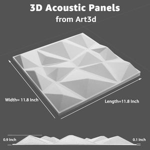 Art3d 20-Pack <span class=keywords><strong>3d</strong></span> Witte Akoestische Panelen 11.8 \ "X11.8 \" Diamant Ontwerp Geluiddicht Accent Muur En Speelpanelen Voor Woonkamer - Product Image 4