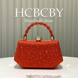 Glittering <strong>Orange</strong> Double-Side Rhinestone <strong>Clutch</strong> - Elegant Women's Evening <strong>Bag</strong> for Parties &amp; Events - Product Image 2