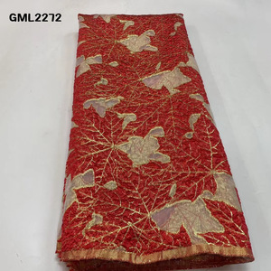 Tessuto in Pizzo Tulle Africano di Alta Qualità, Colore Blu, Ricamo a Foglia d'Acero, Tessuto in <span class=keywords><strong>Organza</strong></span>, Pizzo Jacquard, Broccato per Tende - Product Image 6