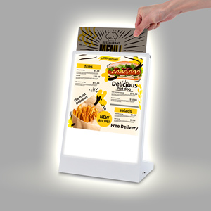 Caja de Luz LED Publicitaria de Escritorio en Forma de L, A4/A5, Marco de Exhibición Publicitaria de Doble Cara, Soporte de Mesa para Barra o Mostrador - Product Image 1