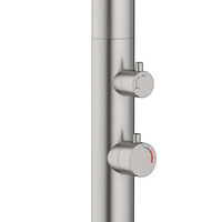 Colonne de douche extérieure pour piscine, en acier inoxydable brossé 316L, avec valve en céramique, à poser au sol