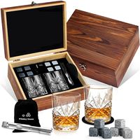 Ensemble de verres à whisky NFS, boîte en bois, cadeau avec 2 verres, 8 pierres à whisky en granit, sous-verre et pince