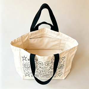 Stylish Practical Canvas Tote <b>Bag</b>, Inner Pocket, <b>Reusable</b>, Canvas, for Daily <b>Shopping</b> Gift, Custom Printed - Product Image 2