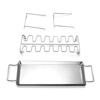 Soporte Vertical para Asador de Acero Inoxidable de 14 Ranuras, Plegable, para Alitas de Pollo, Patas, Parrilla, Bandeja de Goteo, Ahumador, Horno Incluido