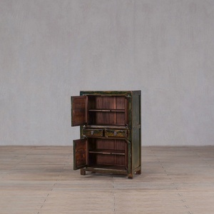 Mobiletto contenitore in legno massello anticato <span class=keywords><strong>con</strong></span> decorazioni a inchiostro cinese, credenza per soggiorno e ingresso, mobile d'arredo - Product Image 3