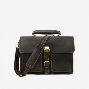 Sac officiel en cuir de style vintage personnalisable, mallette rigide faite à la main, valise avocat en cuir noir, sac attache - Product Image 3