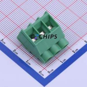 DB910R-6.35-3P-GN-S Screw Terminal Block Bent Lead Through Hole,P=6.35mm Connector 1x3P 6.35mm Green Right Angle Insert - Product Image 1