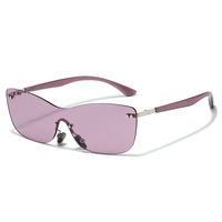 Lunettes de soleil sans monture de style coréen pour femmes, look carré amincissant et haut de gamme, lunettes de soleil tendance Y2K pour filles branchées, style streetwear