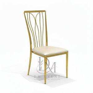 Wave Slat Back Gold Stainless Steel Wedding <b>Reception</b> <b>Chair</b> with White Cushion for Banquet Halls Wholesale Seating - Product Image 3