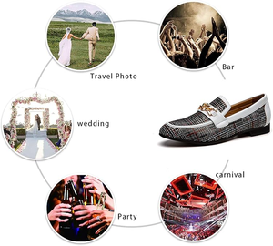 Chaussures Oxford pour hommes VILUNENES en cuir véritable blanc à motif écossais, lacets, chaîne dorée décorative, chaussures de bureau, carrière, automne, détails contrastés - Product Image 6