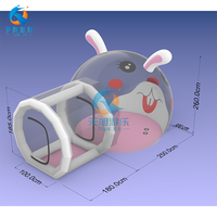 Tente bulle gonflable transparente en PVC pour enfants, thème lapin, palais de cristal avec piscine à balles et toboggan 3m*3m*3m
