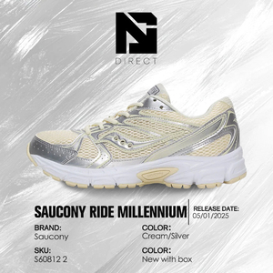 Saucony Wmns Grid Ride Millennium 'Cream Silver' Zapatillas deportivas transpirables con cordones de malla para mujer - Product Image 6